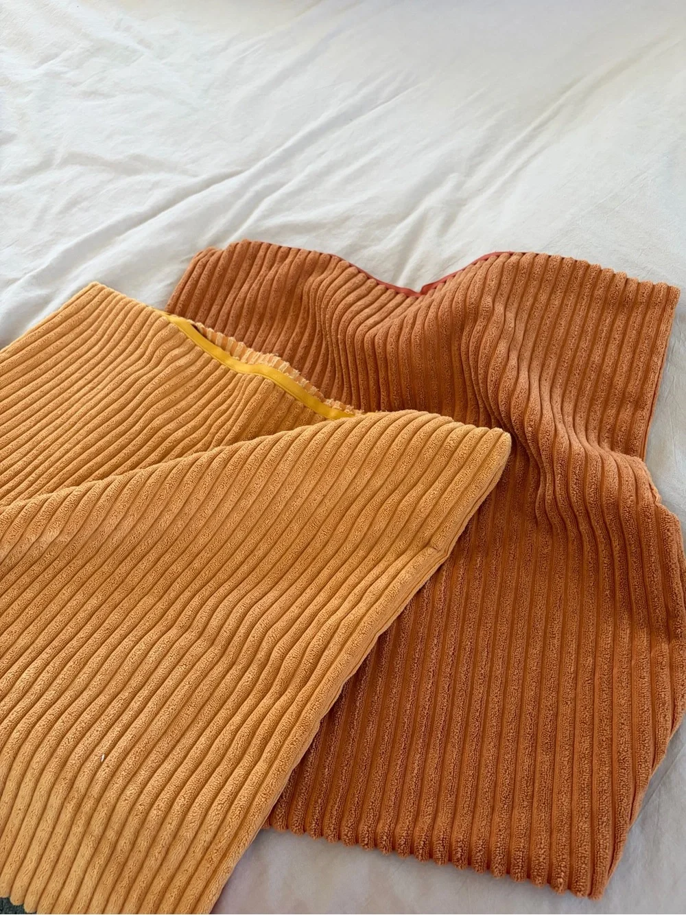 Pair of Ribbed Velvet Pillow Covers